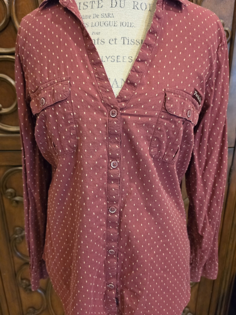 Columbia Women's FSU Button-Down Shirt in Dusty Rose with Dot Print